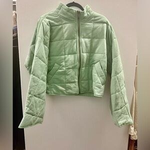 Size large green quilted jacket!…